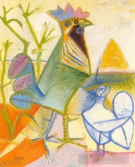 巴勃罗·毕加索 当代各类绘画作品 -  《解放公鸡,1944》