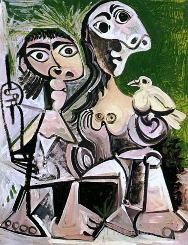 巴勃罗·毕加索 当代各类绘画作品 -  《夫妻二人,1970》
