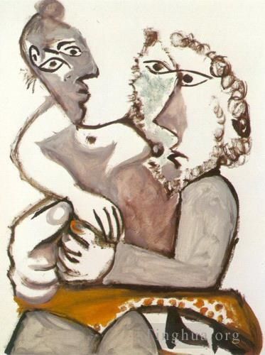 巴勃罗·毕加索 当代各类绘画作品 -  《情侣协助,1971》