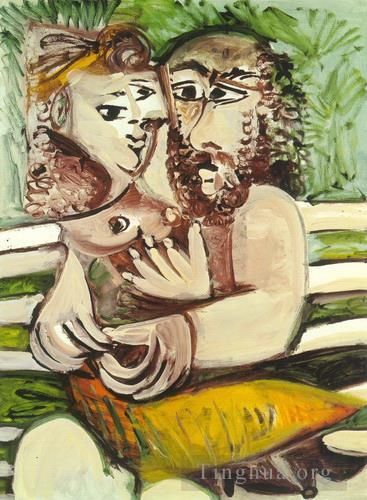 巴勃罗·毕加索 当代各类绘画作品 -  《夫妇协助银行,1971》