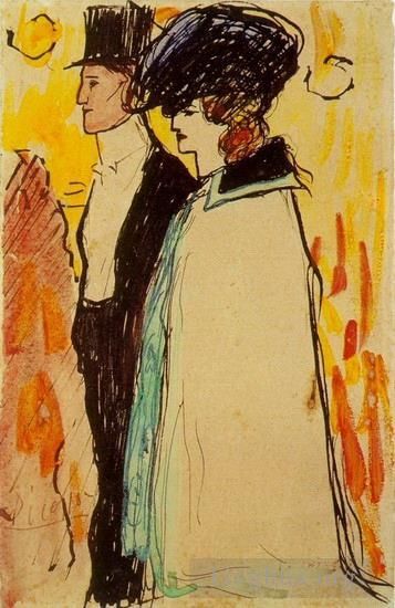 巴勃罗·毕加索 当代各类绘画作品 -  《拉斯塔奎雷斯夫妇,1901》