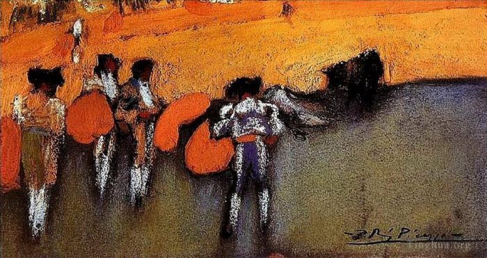 巴勃罗·毕加索 当代各类绘画作品 -  《牛牛斗牛课程,1900》