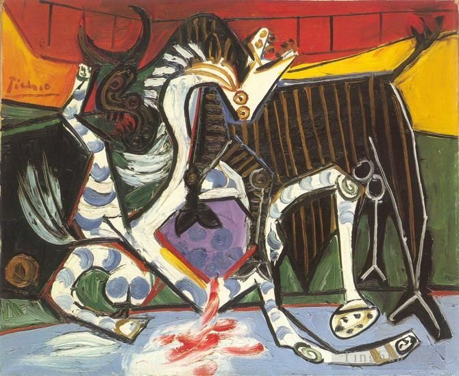 巴勃罗·毕加索 当代各类绘画作品 -  《1923,年金牛斗牛课程》