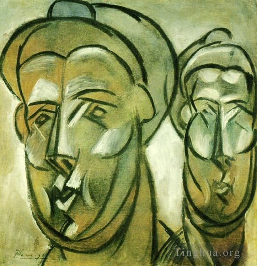 巴勃罗·毕加索 当代各类绘画作品 -  《费尔南德·奥利维耶《双人男女》,1909》