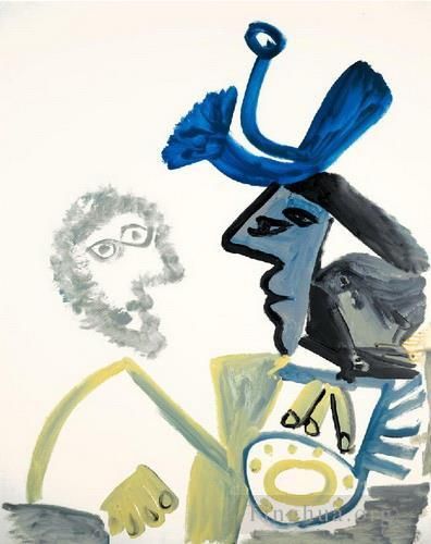 巴勃罗·毕加索 当代各类绘画作品 -  《双半身轮廓,I,1972》
