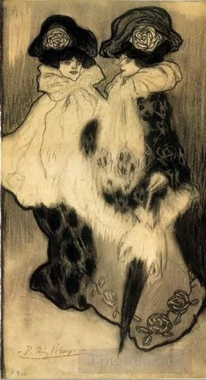 巴勃罗·毕加索 当代各类绘画作品 -  《双女,1900》