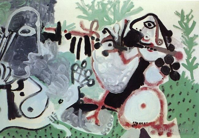 巴勃罗·毕加索 当代各类绘画作品 -  《风景中的两个女人,1967》