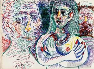 当代绘画 - 《两个男人和一个女人,1970》