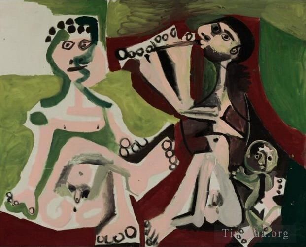 巴勃罗·毕加索 当代各类绘画作品 -  《双男人和孩子阿西斯,1965》