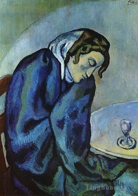 巴勃罗·毕加索 当代各类绘画作品 -  《醉酒的女人很累,Femme,ivre,se,疲劳,1902》