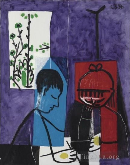 巴勃罗·毕加索 当代各类绘画作品 -  《幼儿设计,1954》