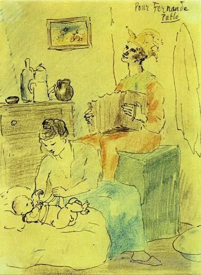 巴勃罗·毕加索 当代各类绘画作品 -  《小丑家族,1905》