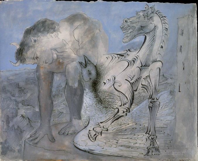 巴勃罗·毕加索 当代各类绘画作品 -  《牧马与小鸟,1936》