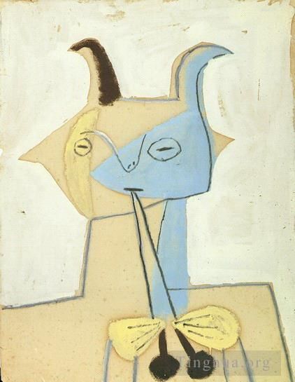 巴勃罗·毕加索 当代各类绘画作品 -  《黄色与蓝色的太阳,1946》