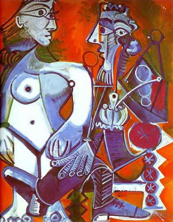 巴勃罗·毕加索 当代各类绘画作品 -  《女性裸体和吸烟者,1968》
