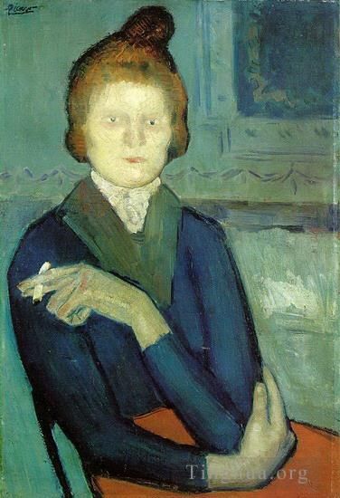 巴勃罗·毕加索 当代各类绘画作品 -  《香烟女人,1901》