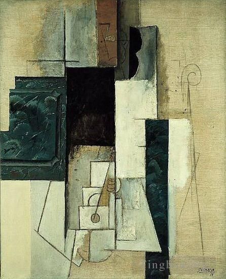 巴勃罗·毕加索 当代各类绘画作品 -  《吉他女郎1913》