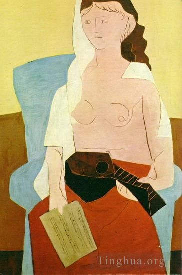 巴勃罗·毕加索 当代各类绘画作品 -  《曼陀林女郎,1909》
