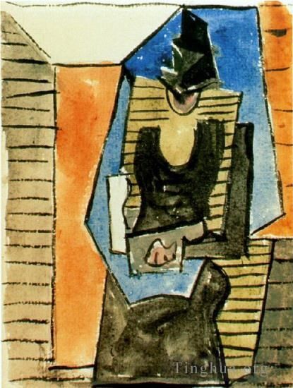 巴勃罗·毕加索 当代各类绘画作品 -  《女士阿西斯,au,起首台,1945》