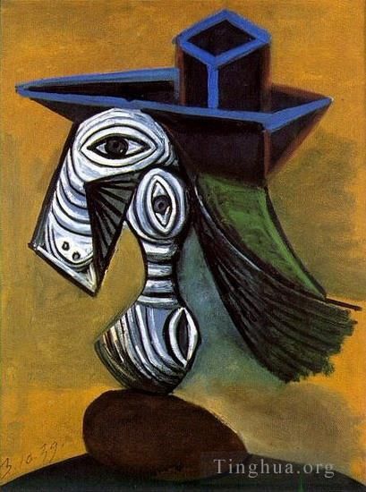 巴勃罗·毕加索 当代各类绘画作品 -  《蓝色起首的女人,1960》