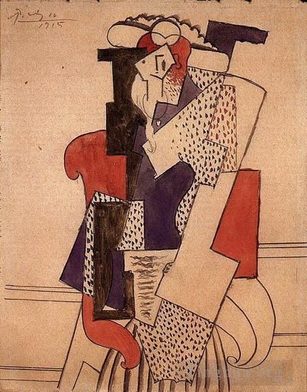 巴勃罗·毕加索 当代各类绘画作品 -  《1915,年起首的女性》