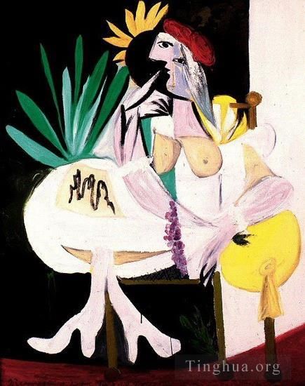 巴勃罗·毕加索 当代各类绘画作品 -  《红起首的女人玛丽·特蕾莎,1934》