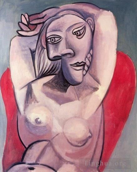 巴勃罗·毕加索 当代各类绘画作品 -  《红衣女郎,1929》