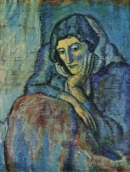 巴勃罗·毕加索 当代各类绘画作品 -  《蓝色女人,1901》