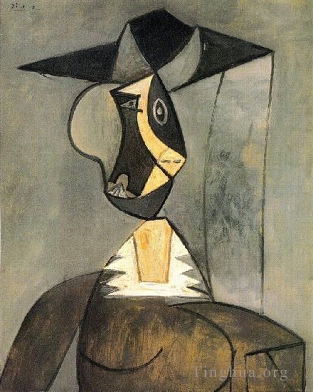 巴勃罗·毕加索 当代各类绘画作品 -  《灰色女人,1942》