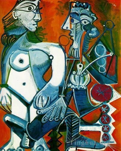 巴勃罗·毕加索 当代各类绘画作品 -  《《女人与男人》首演,1968》