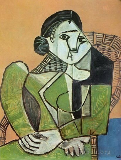 巴勃罗·毕加索 当代各类绘画作品 -  《弗朗索瓦丝·阿西斯,dans,un,fauteuil,1953》