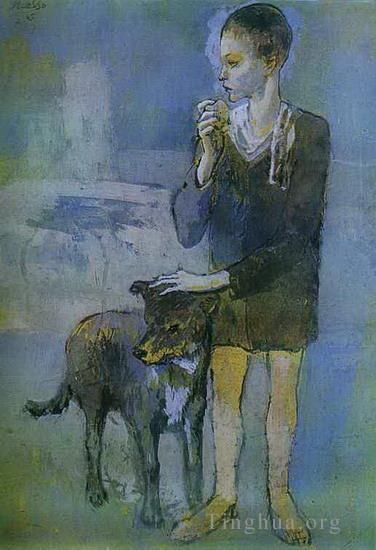 巴勃罗·毕加索 当代各类绘画作品 -  《Garcon,avec,un,chien,1905》