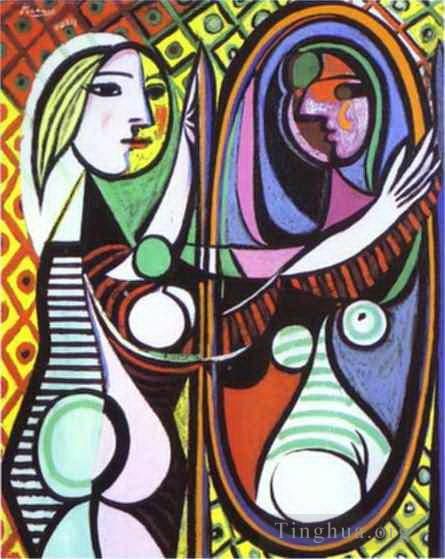 巴勃罗·毕加索 当代各类绘画作品 -  《镜前少女,1932》