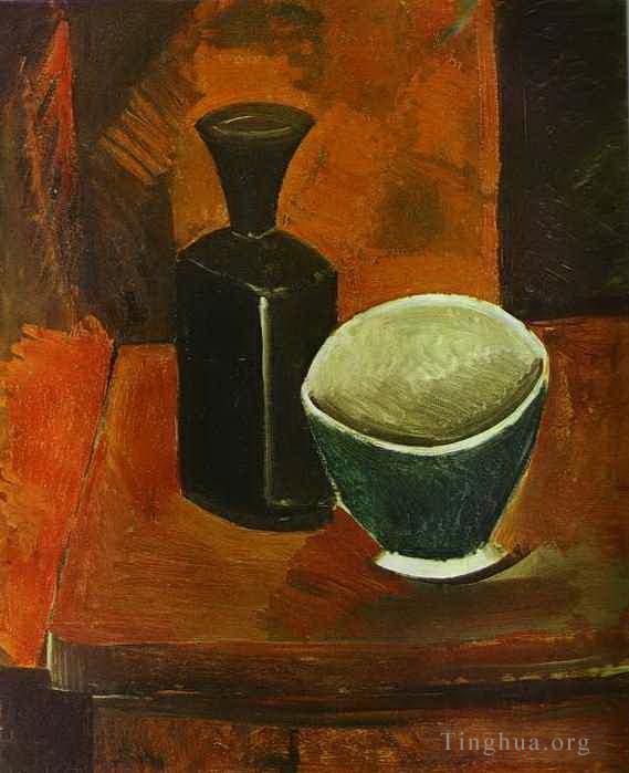 巴勃罗·毕加索 当代各类绘画作品 -  《青碗黑瓶1908年》