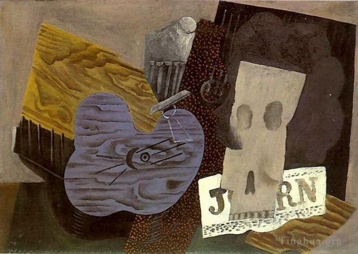 巴勃罗·毕加索 当代各类绘画作品 -  《吉他鹤与杂志,1913》