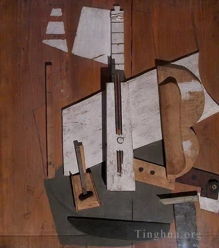 巴勃罗·毕加索 当代各类绘画作品 -  《吉他与低音提琴,1913》