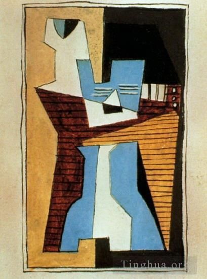 巴勃罗·毕加索 当代各类绘画作品 -  《桌子上的吉他和乐器,1920》
