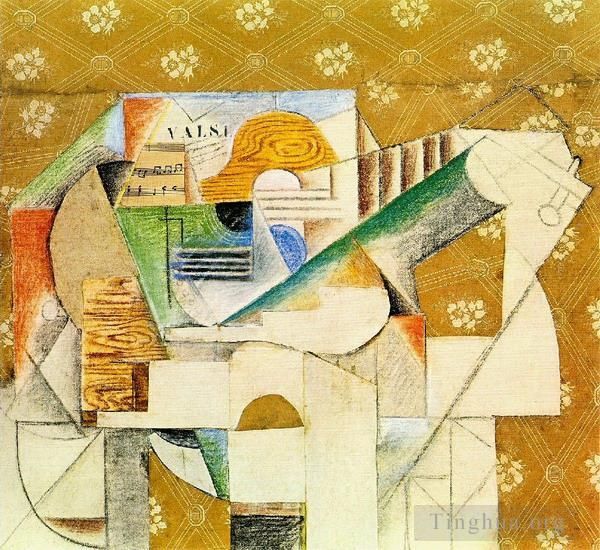 巴勃罗·毕加索 当代各类绘画作品 -  《吉他与音乐小曲,1912》