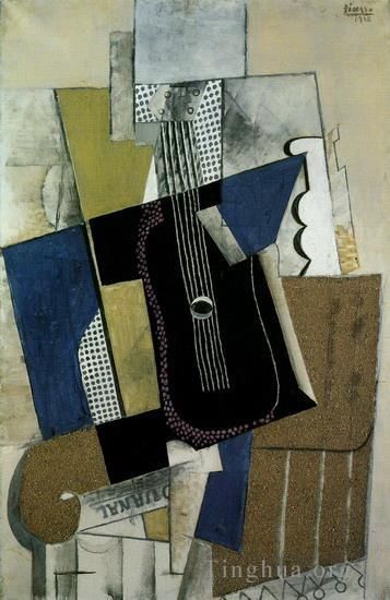 巴勃罗·毕加索 当代各类绘画作品 -  《吉他与杂志,1915》