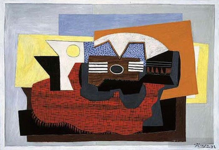 巴勃罗·毕加索 当代各类绘画作品 -  《红色塔皮斯吉他,1922》