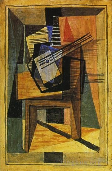 巴勃罗·毕加索 当代各类绘画作品 -  《桌子上的吉他,1919》