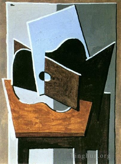巴勃罗·毕加索 当代各类绘画作品 -  《桌子上的吉他,1920》