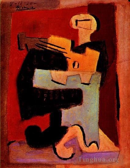 巴勃罗·毕加索 当代各类绘画作品 -  《曼陀林男人,1920》