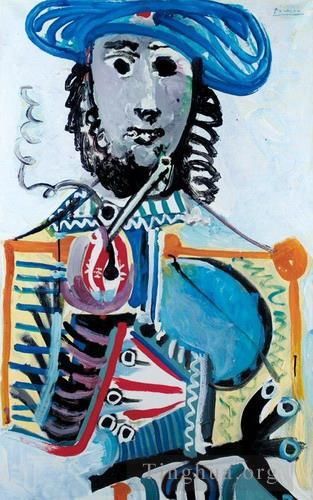 巴勃罗·毕加索 当代各类绘画作品 -  《烟斗男,1968》