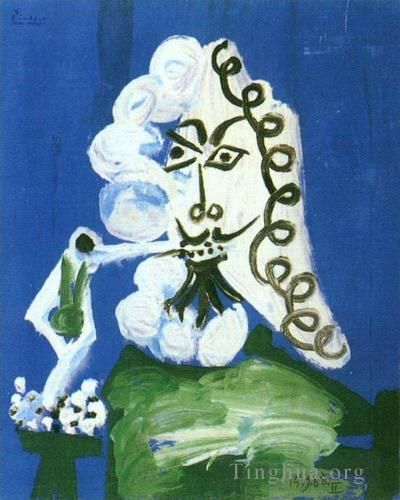 巴勃罗·毕加索 当代各类绘画作品 -  《男人协助烟斗,1968》
