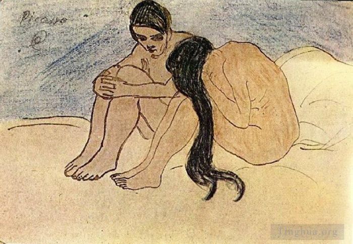 巴勃罗·毕加索 当代各类绘画作品 -  《男人与女人,1902》