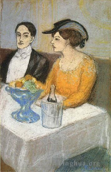 巴勃罗·毕加索 当代各类绘画作品 -  《男性和女性,Angel,Fernandez,de,Soto,和公司,1902》