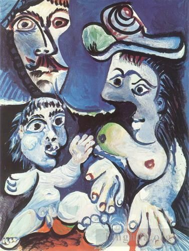 巴勃罗·毕加索 当代各类绘画作品 -  《女人与孩子,1970》