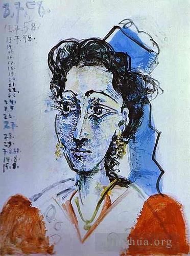 巴勃罗·毕加索 当代各类绘画作品 -  《杰奎琳·罗克,1958》