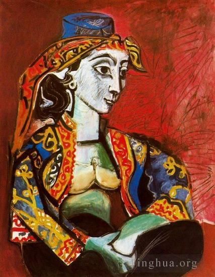 巴勃罗·毕加索 当代各类绘画作品 -  《杰奎琳,(Jacqueline),饰,服装,turc,1955》